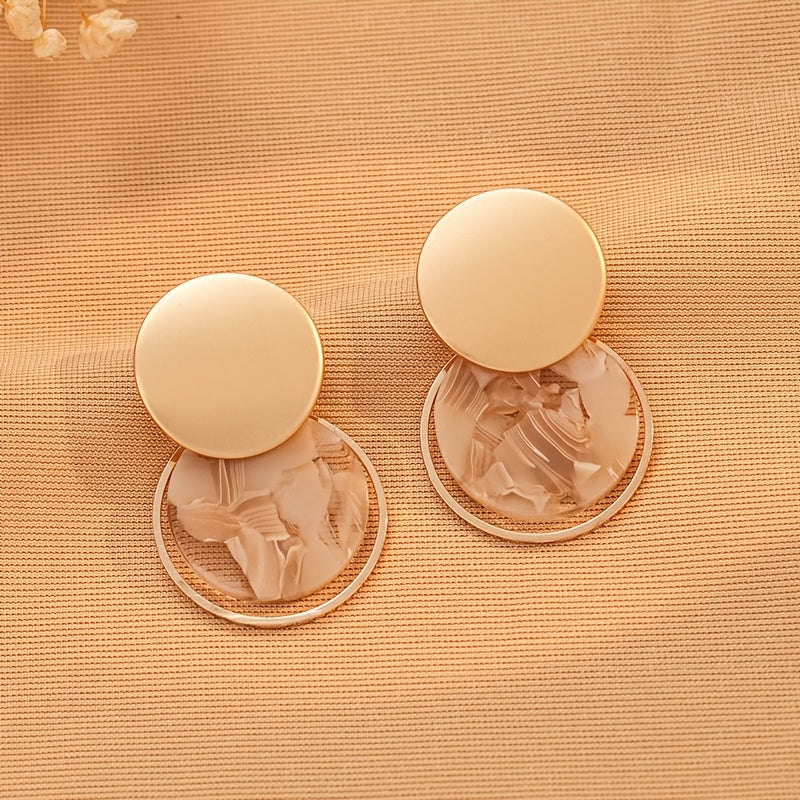Bohemian Multicolour Geometric Resin Disc Drop Earrings