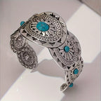 Vintage-Style Stamped Turquoise Cuff Bracelet