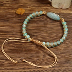 Amazonite Bracelet with Oval Centrepiece Framed in Gold Tone