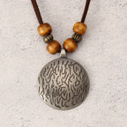 Vintage Zodiac Wooden Bead Pendant Necklace
