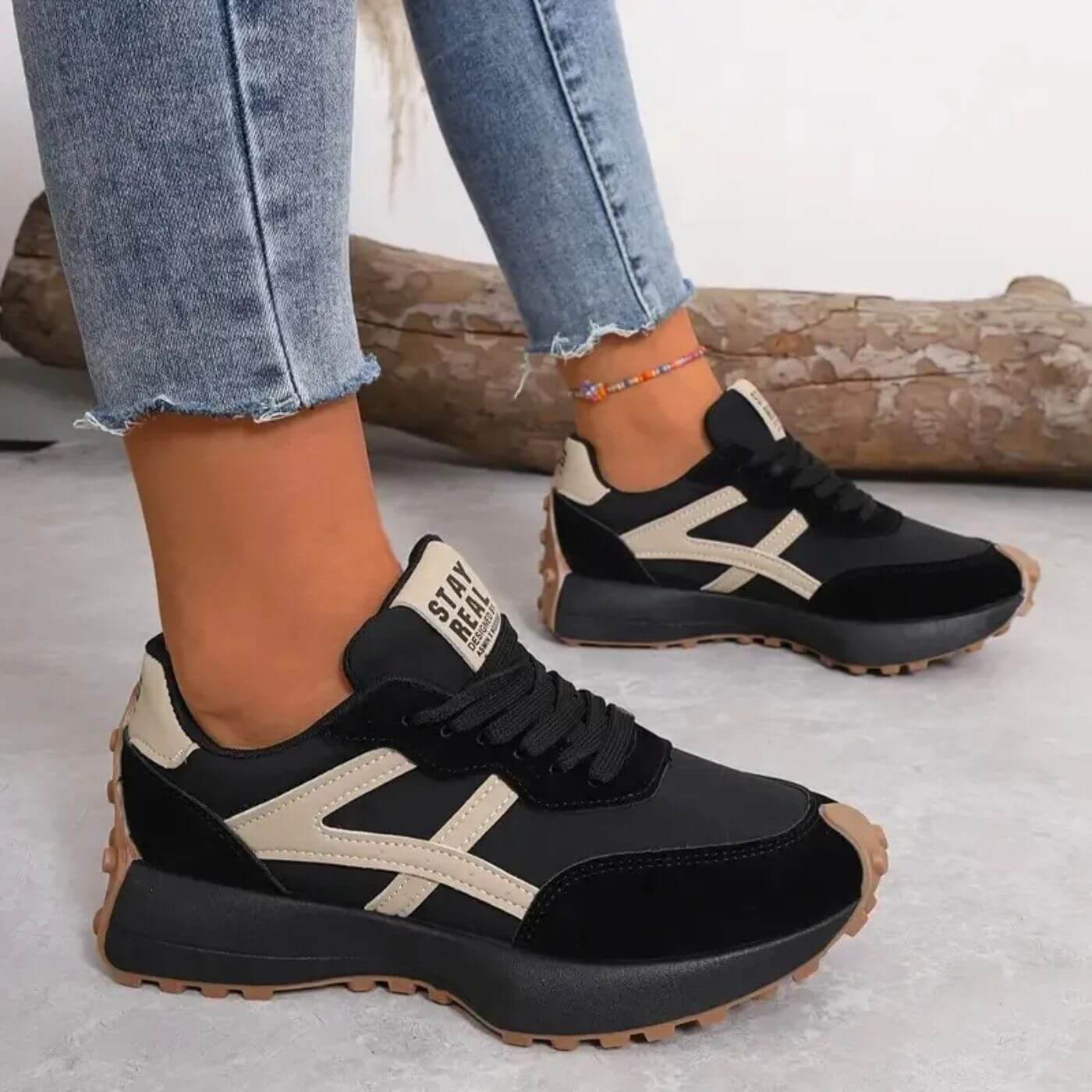 Chunky Low-Top Trainers with Textured Sole