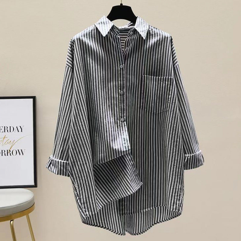 Daphne Women's Striped Oversized Long Sleeve Shirt