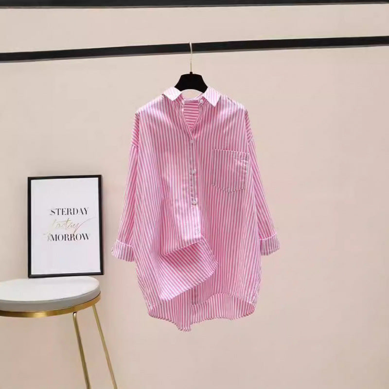 Daphne Women's Striped Oversized Long Sleeve Shirt