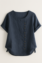 Linnen blouse met knoopsluiting en comfortabele pasvorm