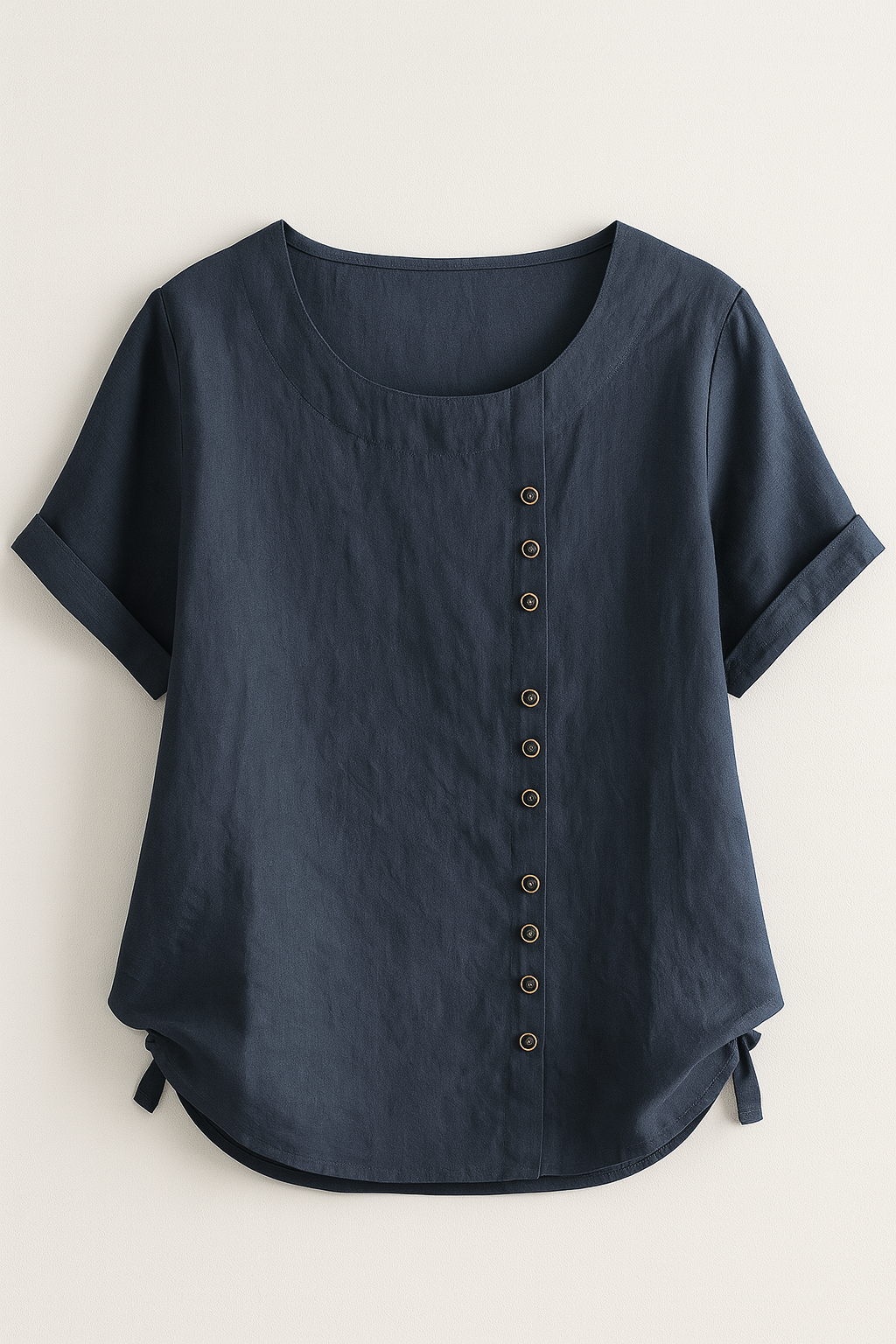 Linnen blouse met knoopsluiting en comfortabele pasvorm