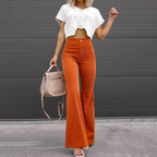 High-Waisted Flared Trousers in Corduroy