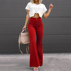 High-Waisted Flared Trousers in Corduroy