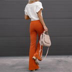 High-Waisted Flared Trousers in Corduroy