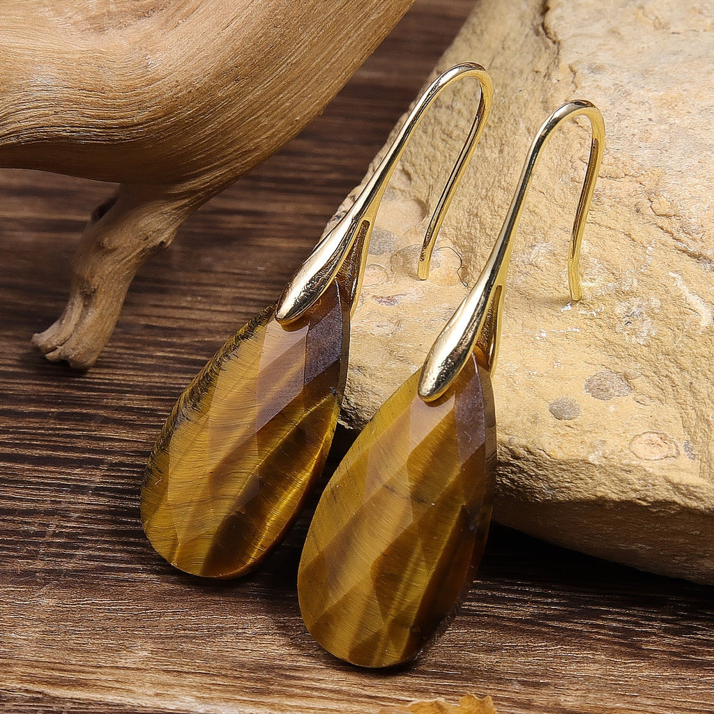 Bohemian Tiger's Eye Drop Earrings