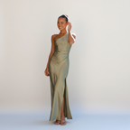 One-Shoulder Fitted Maxi Dress with Side Slit