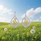 Filigraan zonnebloemoorbellen met leverback, 925 sterling zilver, 18K verguld