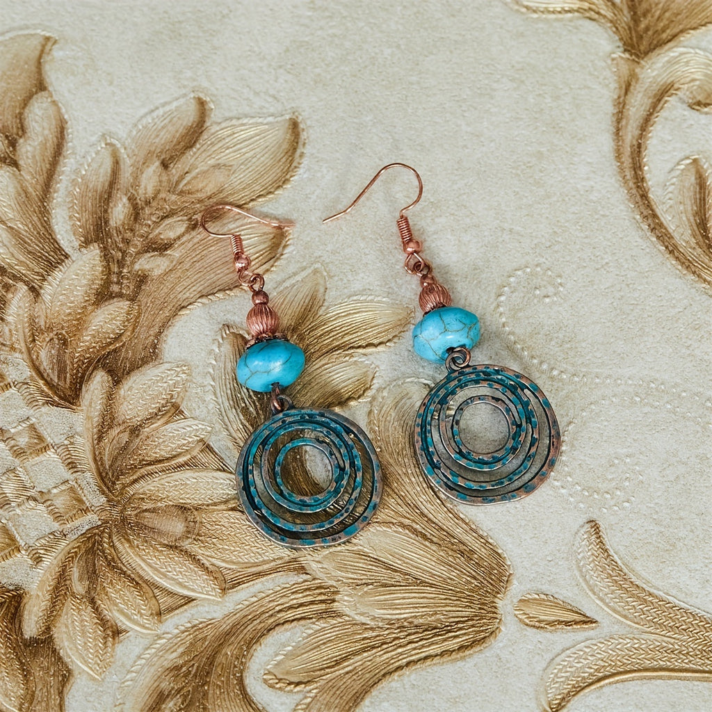 Bohemian rood koperkleurige oorringen met hanger