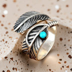 Boho turquoise veerring van sterling zilver