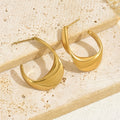 Sculpted Crescent Hoop Earrings in Gold Tone