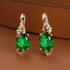 Round and Oval-Cut Stone Drop Earrings