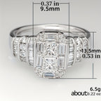 Silver-Plated Bridal-Style Square Zirconia Ring