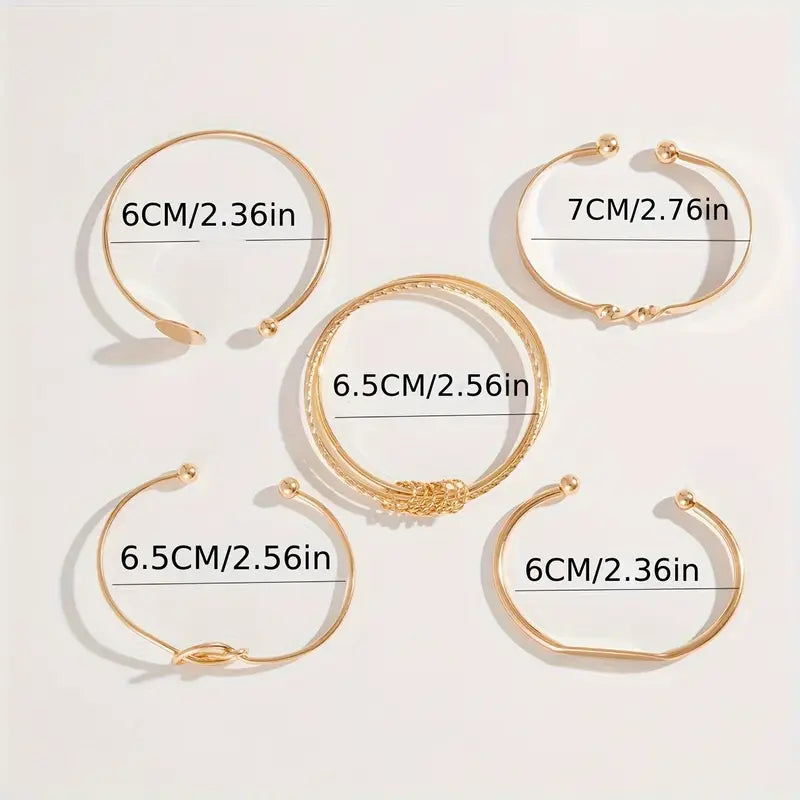 Knotted Bracelet Set in Gold Tone