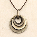Vintage Layered Disc Long Pendant Necklace