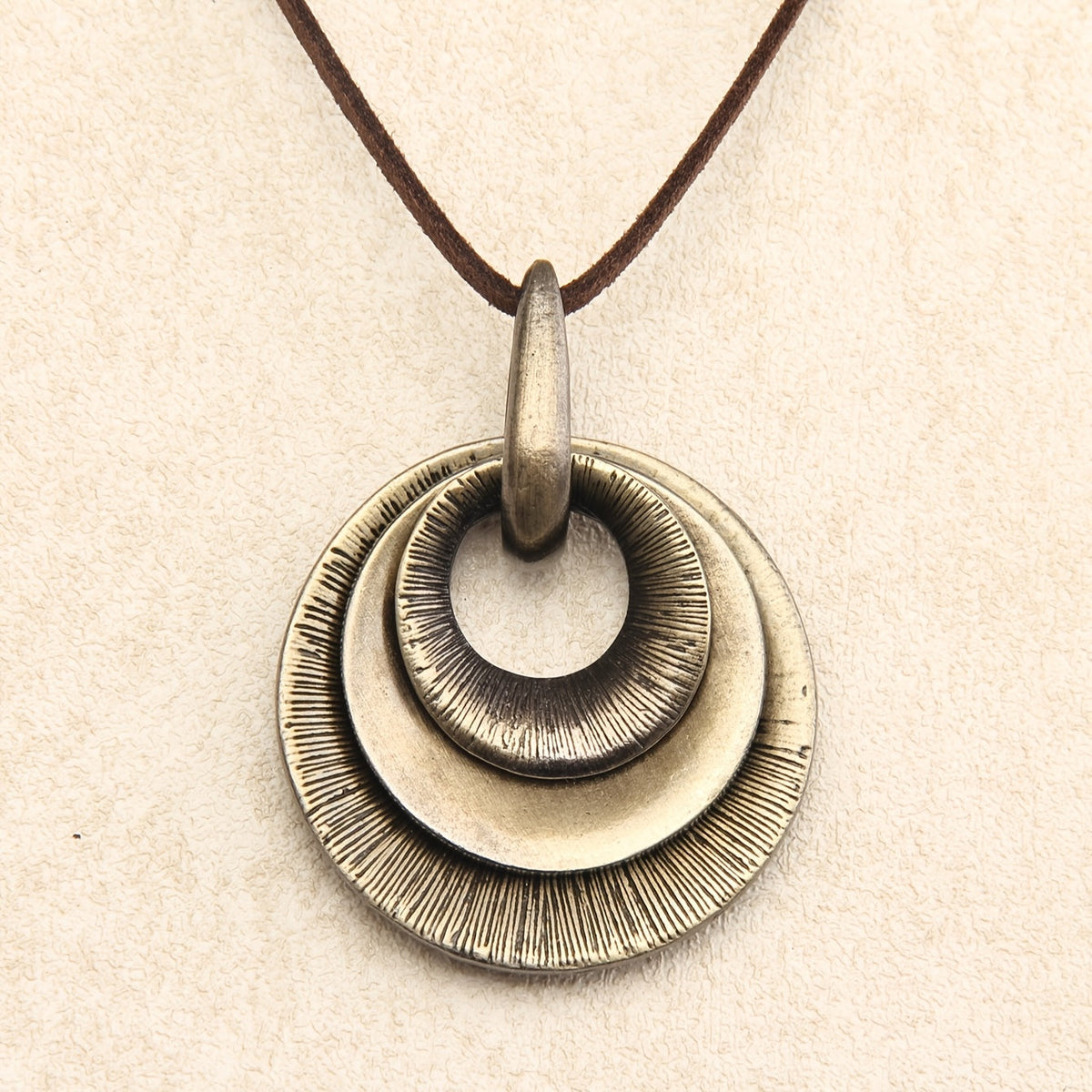 Vintage Layered Disc Long Pendant Necklace