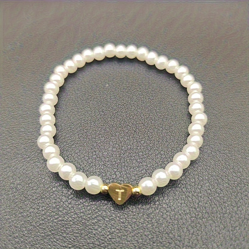 Armband met hart en initiaal van A tot Z