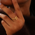 Adjustable Double-Layer V-Shaped Statement Ring