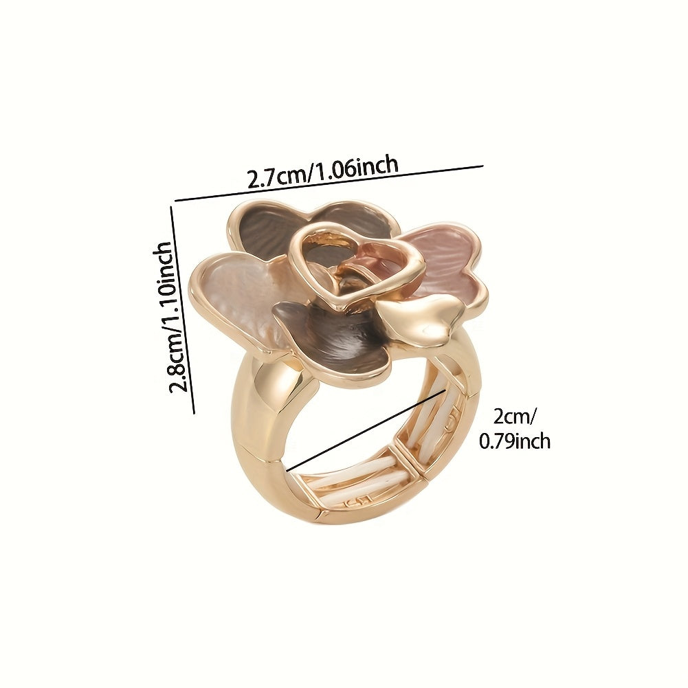 Handmade Bohemian Enamel Heart Gold-Plated Ring
