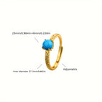Smooth Turquoise Gold-Tone Band Ring