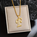 Crystal Accent Initial Necklace in Gold Tone