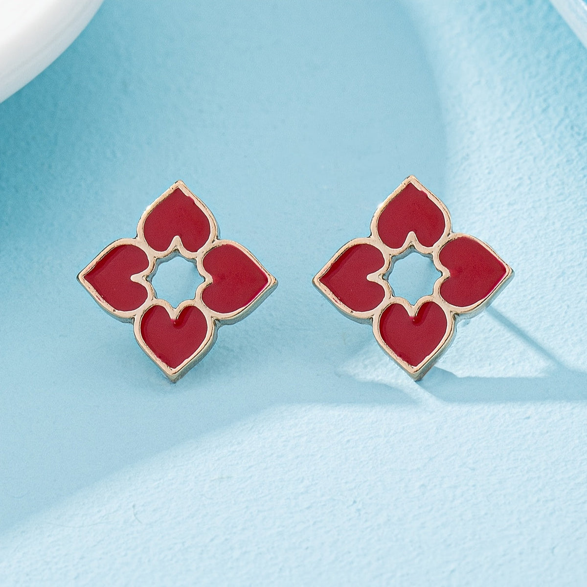 Enamel Heart Stud Earrings in Four Colours