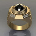 Vintage-Style Black Glass Gold-Tone Ring
