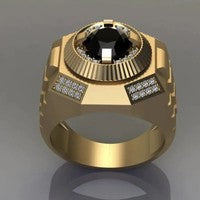 Vintage-Style Black Glass Gold-Tone Ring