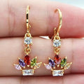 Vintage-Style Colourful Lotus Glass Earrings