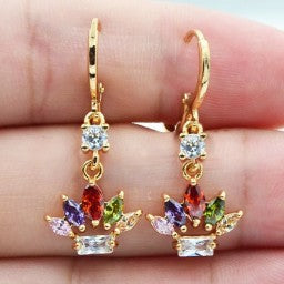 Vintage-Style Colourful Lotus Glass Earrings
