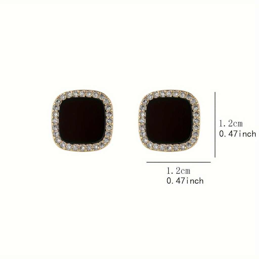 Square Rhinestone Stud Earrings