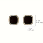 Square Rhinestone Stud Earrings