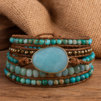 Amazonite Wrap Bracelet with Green-Blue Stones