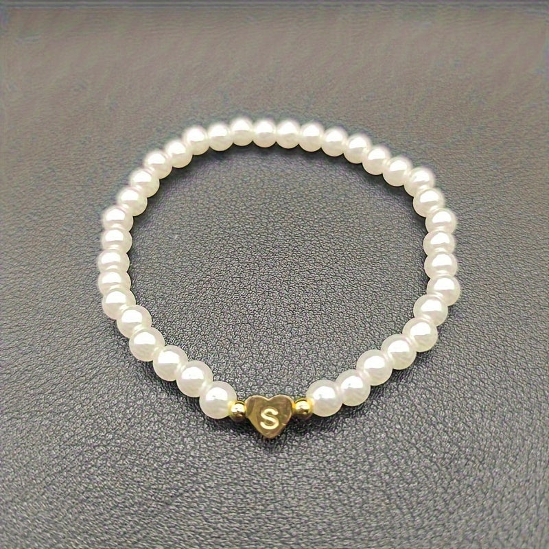Armband met hart en initiaal van A tot Z