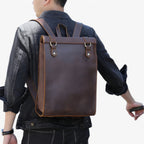 Men's Luxury Full-Grain Leather Laptop Backpack