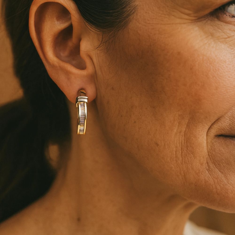Vintage-Style Gold-Tone Diamond-Look Earrings
