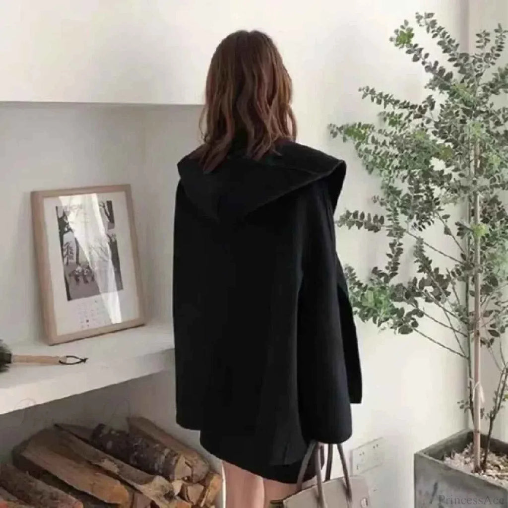 Reversible Cape Coat with Short Length and Warm Brushed Finish