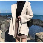 Reversible Cape Coat with Short Length and Warm Brushed Finish
