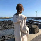 Reversible Cape Coat with Short Length and Warm Brushed Finish