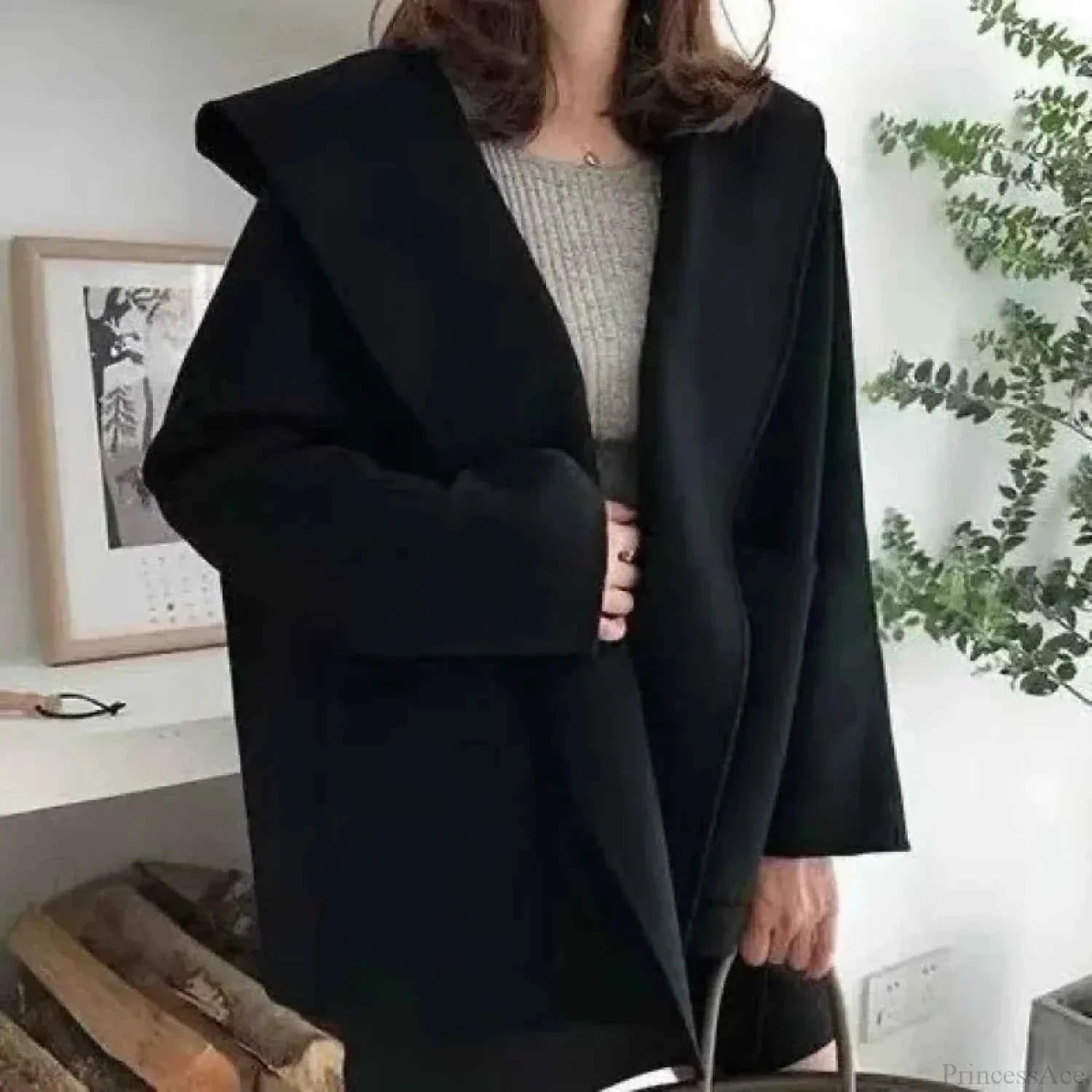 Reversible Cape Coat with Short Length and Warm Brushed Finish