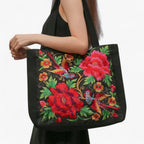 Floral Embroidered Artisan-Style Zip Shoulder Bag