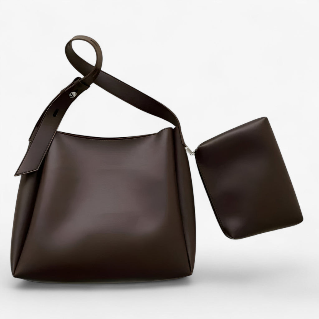 Large-Capacity Supple PU Leather Wide-Strap Shoulder Bag