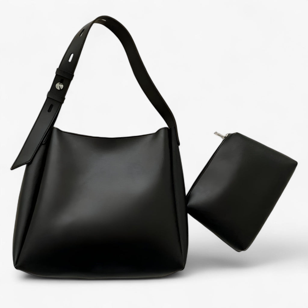 Large-Capacity Supple PU Leather Wide-Strap Shoulder Bag