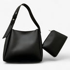 Large-Capacity Supple PU Leather Wide-Strap Shoulder Bag
