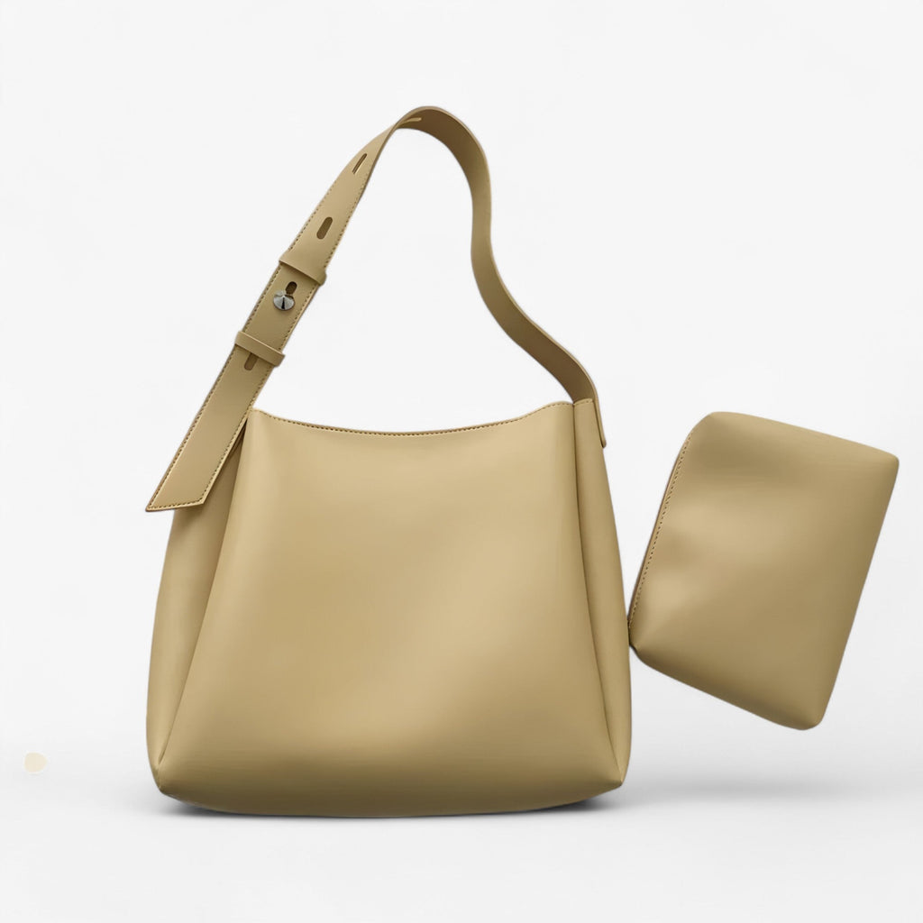 Large-Capacity Supple PU Leather Wide-Strap Shoulder Bag