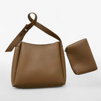 Large-Capacity Supple PU Leather Wide-Strap Shoulder Bag