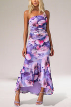 Lightweight Floral One-Shoulder Fitted Maxi Dress